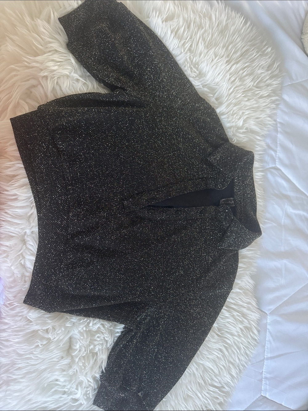 Women's Black Metallic Sparkle Bomber Jacket